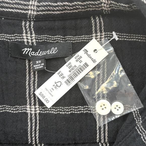 Madewell Oversized Ex Boyfriend Button Down Shirt Size XS Windowpane Classic - Picture 7 of 12